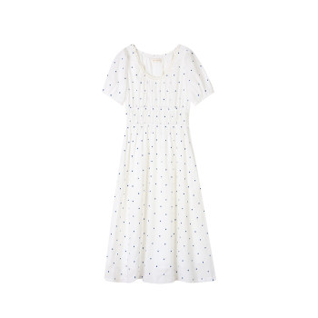 [ສິນຄ້າມີພ້ອມສົ່ງໃນວິນາທີ] ເສື້ອແຂນຍາວ Emperor Modern Holiday Lace Collar Embroidered Polka Dot Dress A-Line Mid-Length Skirt