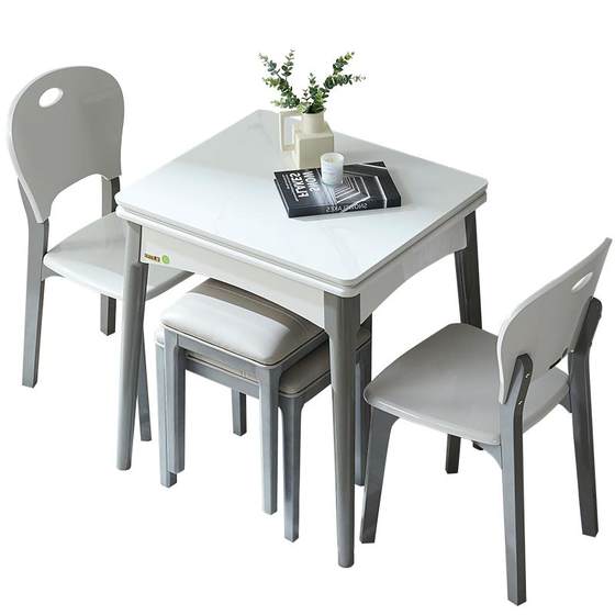 Rock board dining table household small apartment types can fold and fold the table modern minimalist light luxury multi -function 7060cm wide Rock board dining table household small apartment types can fold and fold the table modern minimalist light luxury multi -function 7060cm wide