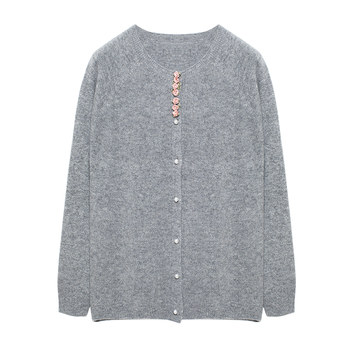 ເສື້ອກັນໜາວອົງປະກອບທໍາມະຊາດຂອງແມ່ຍິງສາຍທໍາອິດທີ່ກຽມພ້ອມທີ່ຈະໃສ່ຄໍຮອບ knitted cardigan jacket 2024 ພາກຮຽນ spring ໃຫມ່