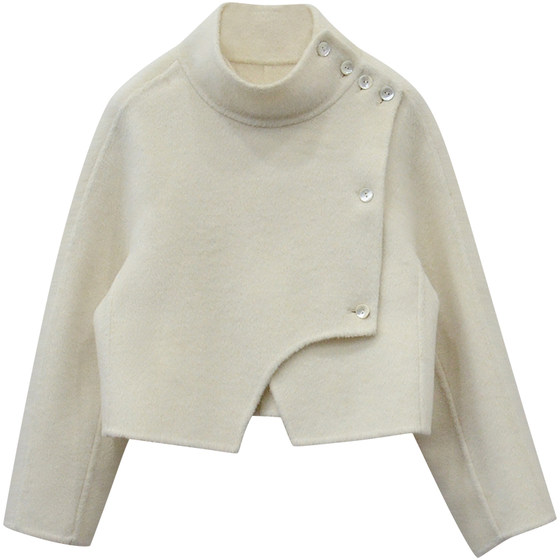 Yisan Good Products Small People with irregular design wool wool coat temperament casual short double-sided women Yisan Good Products Small People with irregular design wool wool coat temperament casual short double-sided women