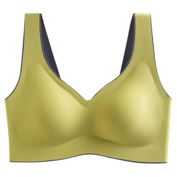 ຊຸດຊັ້ນໃນຂອງໄທ latex seamless underwear for women's back without rims thin push-up breast-retracting sports vest sleep bra for women