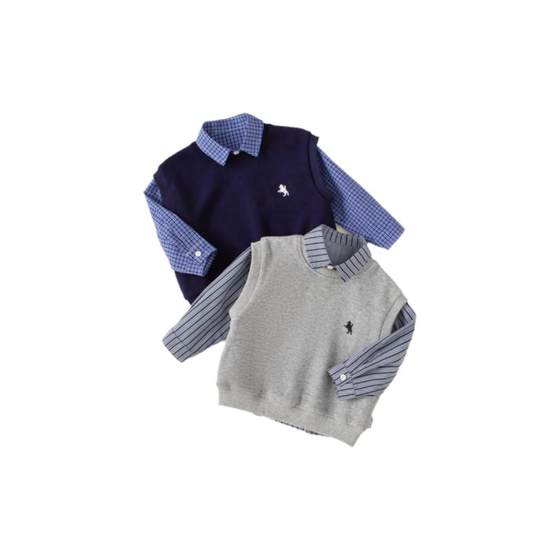 Boys sweater 2025 autumn new children's autumn tops baby boy knitted vest boy shirt suit trendy Boys sweater 2025 autumn new children's autumn tops baby boy knitted vest boy shirt suit trendy