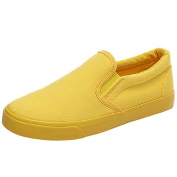 2024 Spring Couple Canvas Shoes Women's Flat White Shoes Lazy Street Cloth Shoes Men's Yellow Women's Shoes