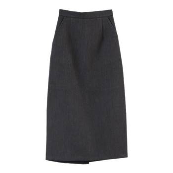 luzai skirt with sweater coat 2023 autumn and winter new gray back slit suit skirt half skirt