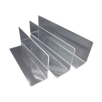 L-shaped acrylic baffle supermarket shelf desk partition ໂປ່ງໃສຫ້ອງນ້ໍາເຄື່ອງສໍາອາງກະຈົກຕູ້ສາມຫຼ່ຽມຊິ້ນ freezer