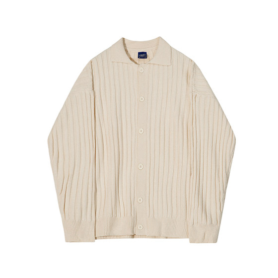 MRCYC striped lapel cardigan sweater men's autumn Korean loose design niche sweater top MRCYC striped lapel cardigan sweater men's autumn Korean loose design niche sweater top