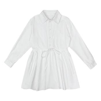 dadasama secret love letter ວ່າງແອວ inner waist stand collar white shirt dress autumn and winter bottoming dress