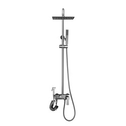 Duraline bathroom home black hot and cold shower set gun gray shower rain belt spray gun