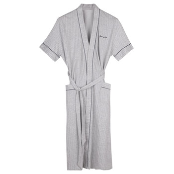 Pajamas ຜູ້ຊາຍ summer ຝ້າຍບໍລິສຸດແຂນສັ້ນກາງ-length kimono bathrobe men's robe pajamas home clothes large size bathrobe
