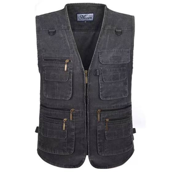 Men's vest jacket pure cotton middle-aged and elderly horse clip casual loose crans outdoor multi-pocket dad fishing vest
Men's vest jacket pure cotton middle-aged and elderly horse clip casual loose crans outdoor multi-pocket dad fishing vest