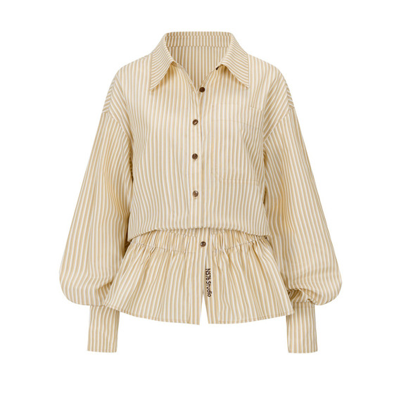 NS76 autumn new contrasting color bright line long sleeve striped waist-hugging slim lapel embroidered loose mid-length shirt for women
NS76 autumn new contrasting color bright line long sleeve striped waist-hugging slim lapel embroidered loose mid-length shirt for women