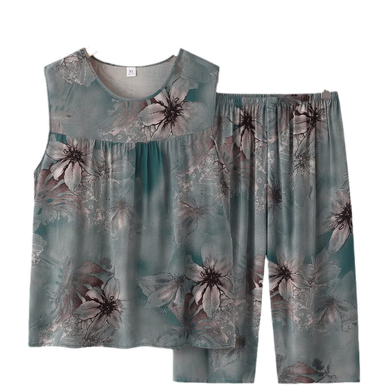 Mom cotton and silk suit summer sleeveless T -shirt grandma Kan shoulder pajamas, summer middle -aged and elderly women's vest two -piece
Mom cotton and silk suit summer sleeveless T -shirt grandma Kan shoulder pajamas, summer middle -aged and elderly women's vest two -piece