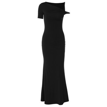 shemoda ແບບເອີຣົບແລະອາເມລິກາແບບຫນຶ່ງບ່າ slope-neck dress ສໍາລັບແມ່ຍິງສີແຂງ, ແອວສູງກະທັດຮັດຍາວ skirt fishtail