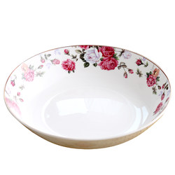 Bone china household rice plate Tangshan ceramic tableware plate plate set large and small deep dish dish round dumpling plate