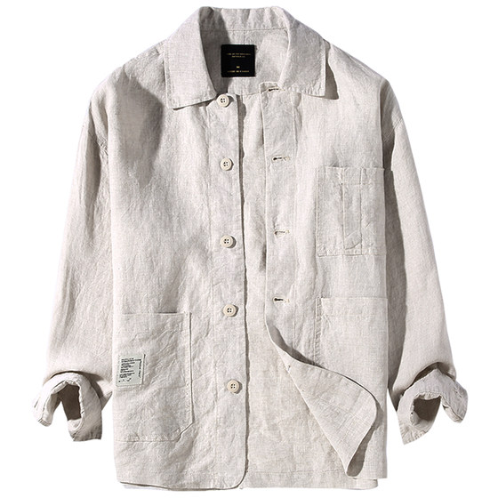 Pure flax shirt coat men's summer long sleeve thin casual loose large size large size retro cotton linen shirt jacket
Pure flax shirt coat men's summer long sleeve thin casual loose large size large size retro cotton linen shirt jacket