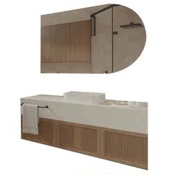 Japanese-style wabi-sabi style bathroom cabinet bathroom custom-made original solid wood washbasin combination slate wash basin