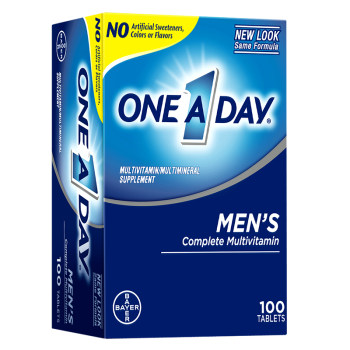 Bayer OneADay multivitamin ເສີມສໍາລັບຜູ້ຊາຍແລະແມ່ຍິງ, ວິຕາມິນ B, ວິຕາມິນ D, ວິຕາມິນ C, lycopene, calcium, iodine, zinc