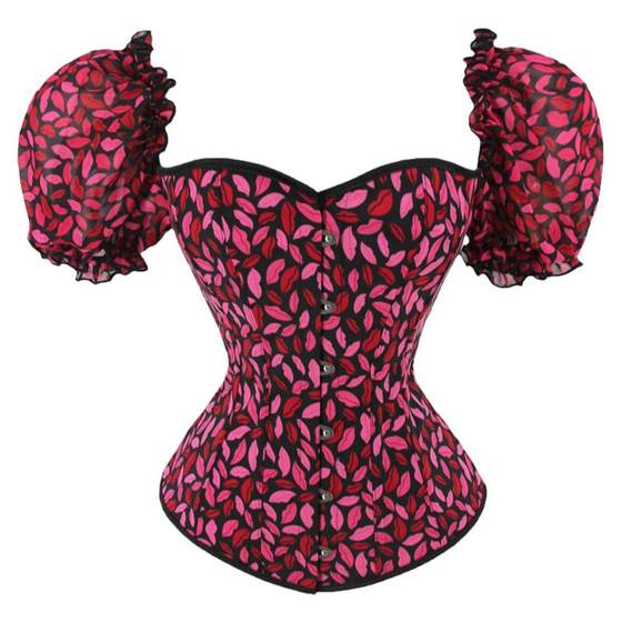 New net red lip print short -sleeved ladies palace beam beauty gathered chest -shaping coat Corset top New net red lip print short -sleeved ladies palace beam beauty gathered chest -shaping coat Corset top