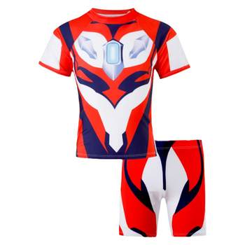 ຊຸດລອຍນ້ຳຂອງເດັກຊາຍແບ່ງແຂນສັ້ນ Ultraman fat boy boy boy's fast-brying anti-chill child medium and large child's swimsuit