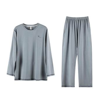Pyjamas ຜູ້ຊາຍພາກຮຽນ spring ແລະດູໃບໄມ້ລົ່ນແຂນຍາວ modal summer ບາງໆ ice silk boys 's large size air-conditioned room clothes set