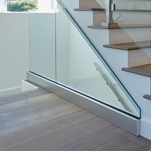 无框玻璃扶手护栏不锈钢阳台栏杆楼梯扶手实心铝合金地槽预埋卡槽-好