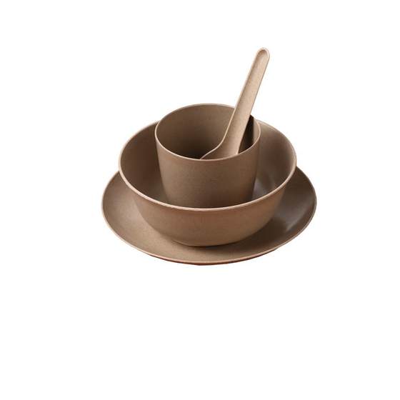 Disposable tableware set rice husk meal bowl rice bowl camping outdoor bowl chopstick plate plate portable three or four pieces set for home use Disposable tableware set rice husk meal bowl rice bowl camping outdoor bowl chopstick plate plate portable three or four pieces set for home use
