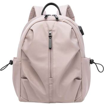 Backpack ແມ່ຍິງຂະຫນາດໃຫຍ່ຄວາມອາດສາມາດ lightweight ຕ້ານການລັກເດີນທາງສະບັບພາສາເກົາຫຼີງ່າຍດາຍຖົງຄອມພິວເຕີ Oxford ຜ້ານັກຮຽນຖົງໂຮງຮຽນເປື້ອນສີບົວ