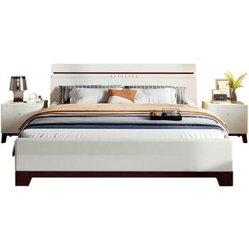 Quanyou Home Modern Simple Double Bed 1.8m Master Bedroom Home Panel Bed Storage Storage Bed 121803