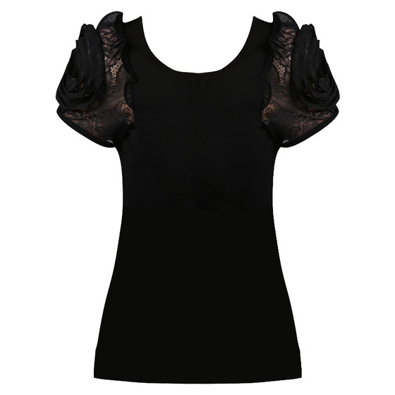 2024 summer new large-size round-neck pure cotton T-shirt lace top slim black short-sleeved T-shirt for women
2024 summer new large-size round-neck pure cotton T-shirt lace top slim black short-sleeved T-shirt for women