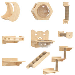 All solid wood cat climbing frame wall cat nest space capsule cat climbing frame large cat climbing frame does not take up space cat jumping frame ladder