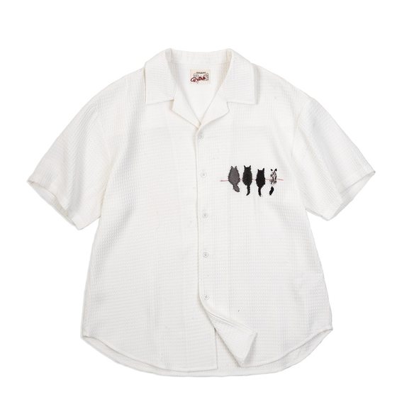 Marten waffle shirt thin shoulder top embroidered loose Japanese commuter shirt short sleeved women's t-shirt summer style women Marten waffle shirt thin shoulder top embroidered loose Japanese commuter shirt short sleeved women's t-shirt summer style women
