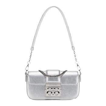 JTB Harmonica Bag 2024 Summer Silver Bag Women's Metal Armpit Bag Premium Bag Small Bag Niche Original Crossbody Bag