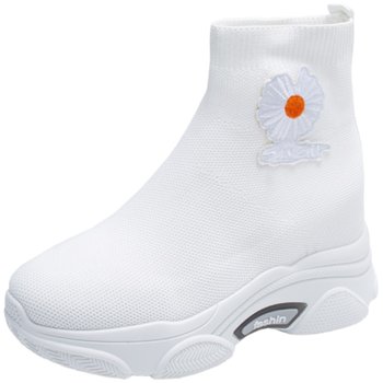 ຖົງຕີນແລະເກີບສູງພາຍໃນສໍາລັບແມ່ຍິງ 2024 ພາກຮຽນ spring ຮູບແບບໃຫມ່ຕາຫນ່າງ breathable ຄົນອັບເດດ: versatile thick-soled ກິລາ socks ສູງເທິງແລະເກີບສໍາລັບແມ່ຍິງ