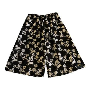 Puppy print chiffon loose large leg medium pants shorts for women summer cool 2022 ກາງເກງຂາກວ້າງຍີ່ປຸ່ນສີດໍາ homemade