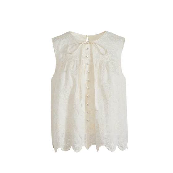 Wide color beige apricot French embroidered lace shirt for women 2025 summer new sleeveless chiffon shirt
Wide color beige apricot French embroidered lace shirt for women 2025 summer new sleeveless chiffon shirt