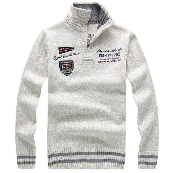 Sweater men's jacket loose and versatile casual large size half-high neck thick warm sweater stand collar embroidered sweater Sweater men's jacket loose and versatile casual large size half-high neck thick warm sweater stand collar embroidered sweater