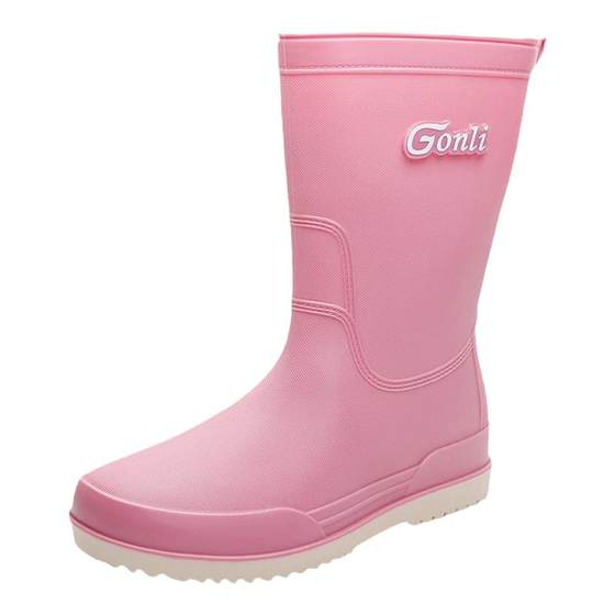 Rainwater women's mid -tube fashion outside wearing waterproof rain boots Japanese high -end puffed warm anti -slip and wear -resistant water shoes female Rainwater women's mid -tube fashion outside wearing waterproof rain boots Japanese high -end puffed warm anti -slip and wear -resistant water shoes female