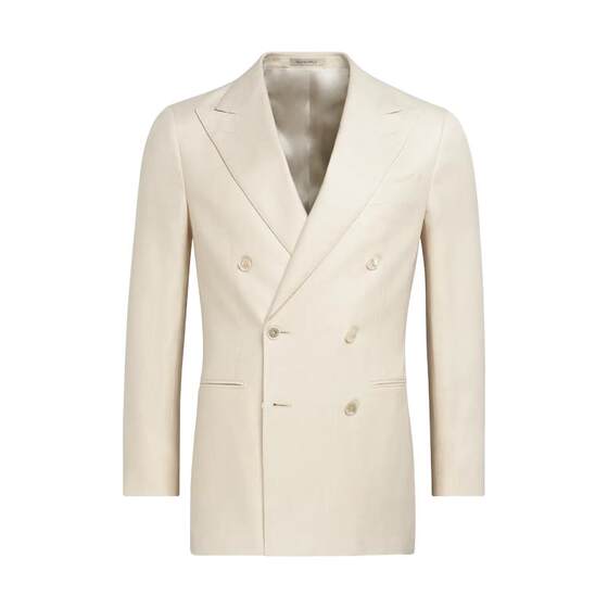 SUITSUPPLY summer beige white cotton blend suit jacket fit men's evening dress double-breasted suit top SUITSUPPLY summer beige white cotton blend suit jacket fit men's evening dress double-breasted suit top