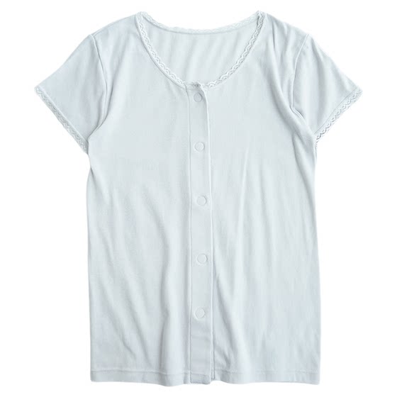 Open Japanese women's pure cotton underwear round neck short-sleeved cardigan sticky bottom T210
Open Japanese women's pure cotton underwear round neck short-sleeved cardigan sticky bottom T210