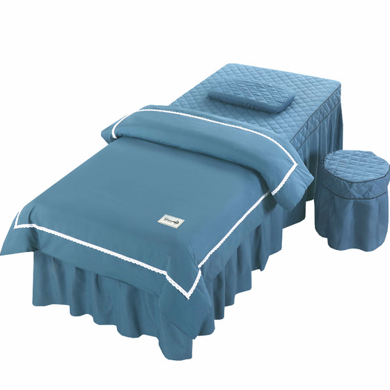 The new beauty salon bed cover four -piece European simplicity light luxury solid color massage pad the therapy therapy head bed single bed set The new beauty salon bed cover four -piece European simplicity light luxury solid color massage pad the therapy therapy head bed single bed set