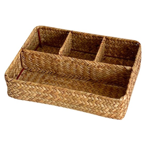 Japanese -style desktop cosmetics sorting the storage box coffee tables and miscellaneous tea bag remote control seaweed woven storage basket Japanese -style desktop cosmetics sorting the storage box coffee tables and miscellaneous tea bag remote control seaweed woven storage basket