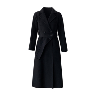 果哥定制黑色双面羊毛大衣女2022冬新款高级感气质赫本风呢子外套