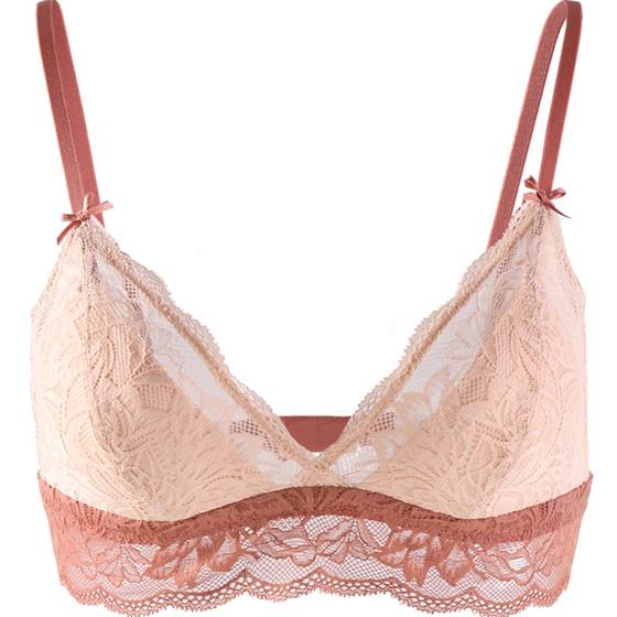 Jin Santa Nita ringless underwear for women French contrasting lace thin bra silk triangle cup bra set Jin Santa Nita ringless underwear for women French contrasting lace thin bra silk triangle cup bra set