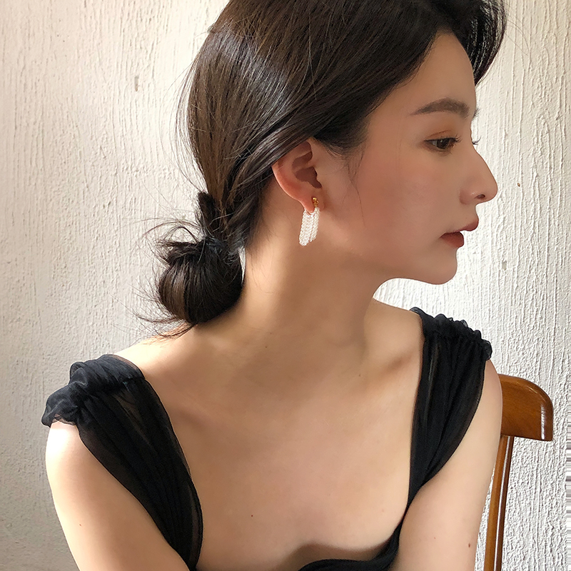 S925银碎银子流苏设计蚊香盘无耳洞耳夹耳环耳饰通勤纯银耳钉女