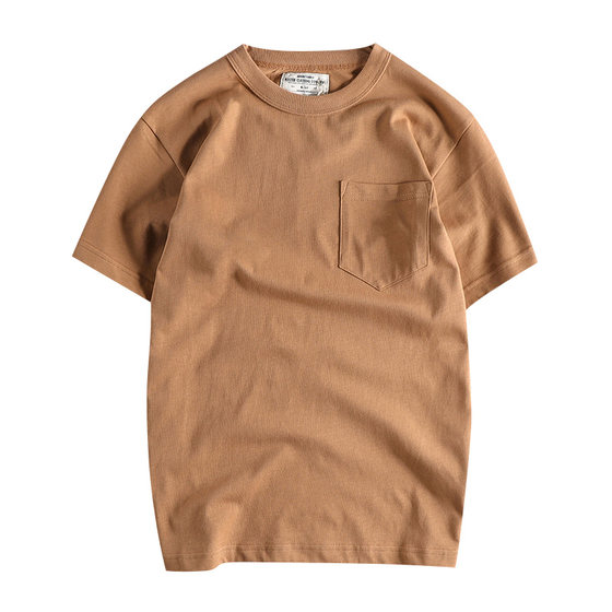 260G Gaoke Heavy Pocket Youth T-shirt Kaji Retro Wash Solid Color Fresh and Versatile Men's Round Neck Short Sleeve
260G Gaoke Heavy Pocket Youth T-shirt Kaji Retro Wash Solid Color Fresh and Versatile Men's Round Neck Short Sleeve