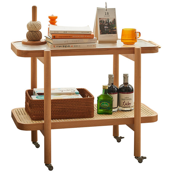 Solid wood rattan trolley household living room sofa side table movable coffee table small bedroom corner table
Solid wood rattan trolley household living room sofa side table movable coffee table small bedroom corner table