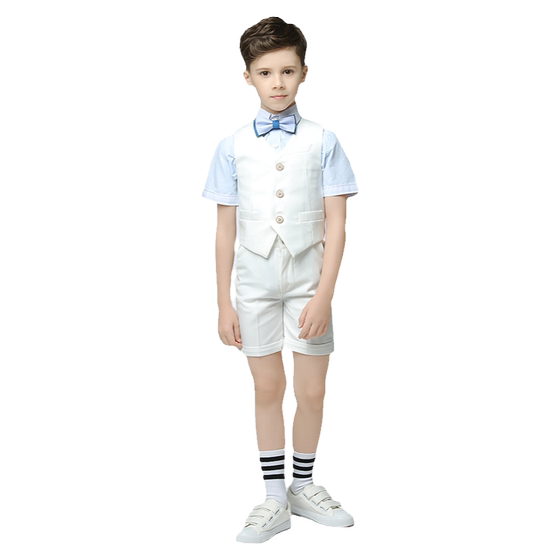 Romon boy dress suit vest children white suit horse clip vest little boy performance hosting costume
Romon boy dress suit vest children white suit horse clip vest little boy performance hosting costume