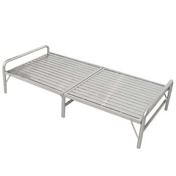 ຕຽງນອນແບບສະແຕນເລດ folding home simple bed office lunch break nap bed 1m 1.2m single double bed wrought iron bed