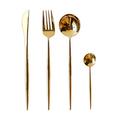 European -style Portuguese Golden Stainless Steel Family Western Kidtoping, Skin, Chopsticks Four -piece Bene Castle Set Full Set