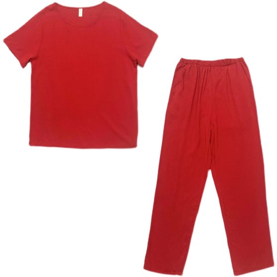 Cotton and Silk Set for Women Summer Short Sleeves, Mom Fashion Outerwear, Middle aged and Elderly Granny Casual Age Reduction Two piece Set, Large Size Cotton and Silk Set for Women Summer Short Sleeves, Mom Fashion Outerwear, Middle aged and Elderly Granny Casual Age Reduction Two piece Set, Large Size
